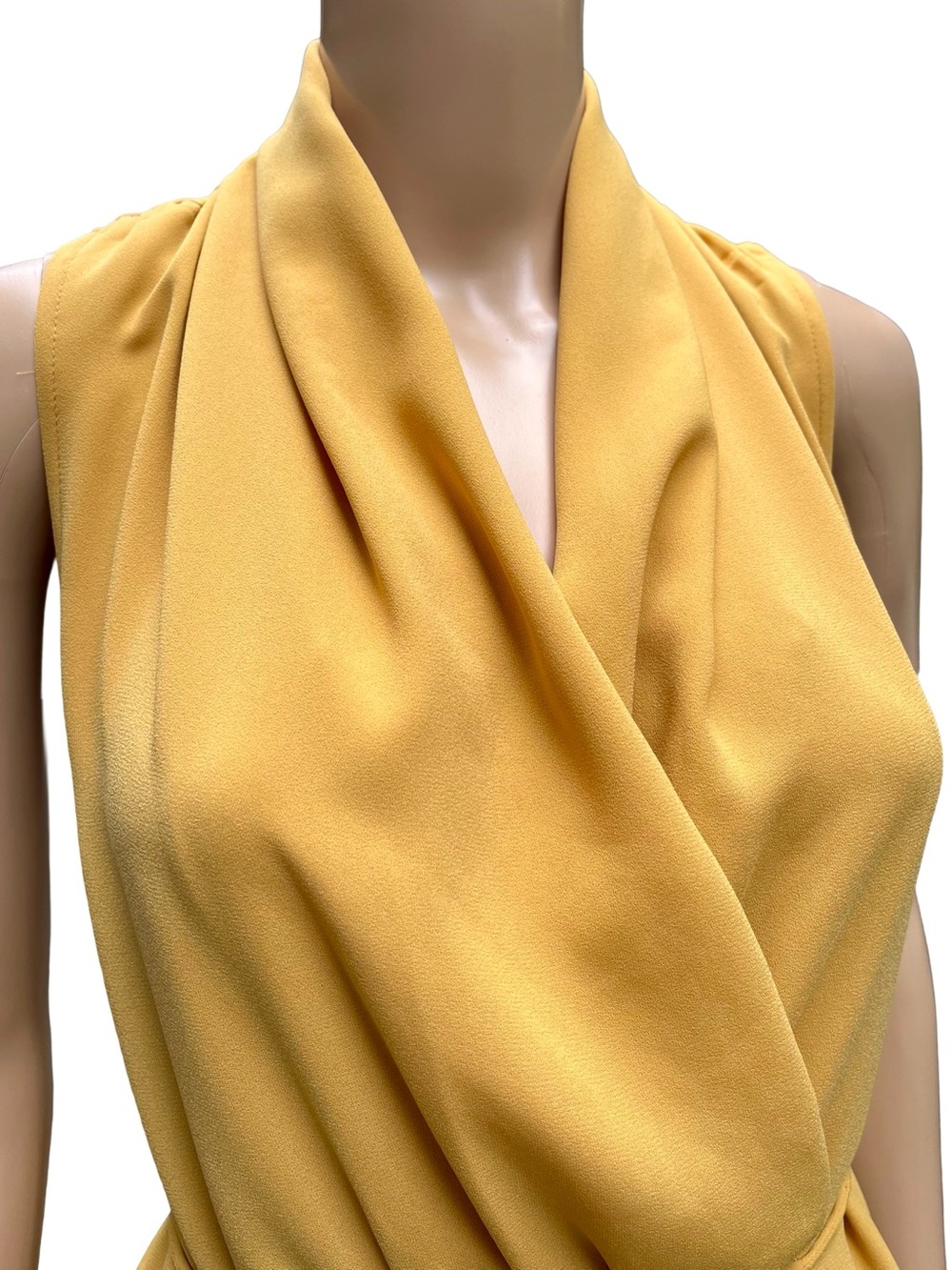 Wilfred Aritzia Draped Pocket Mini Dress Mustard yellow S-L - Picture 4 of 9